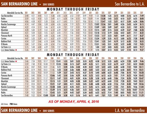 MetroLink Schedule .